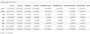 descriptive stats after the data has been transformed