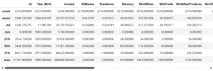 description of the raw data